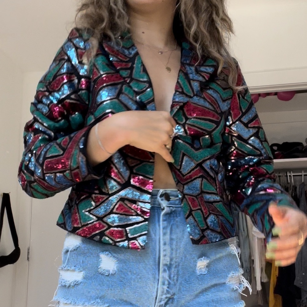 Multiple color sparkly blazer
